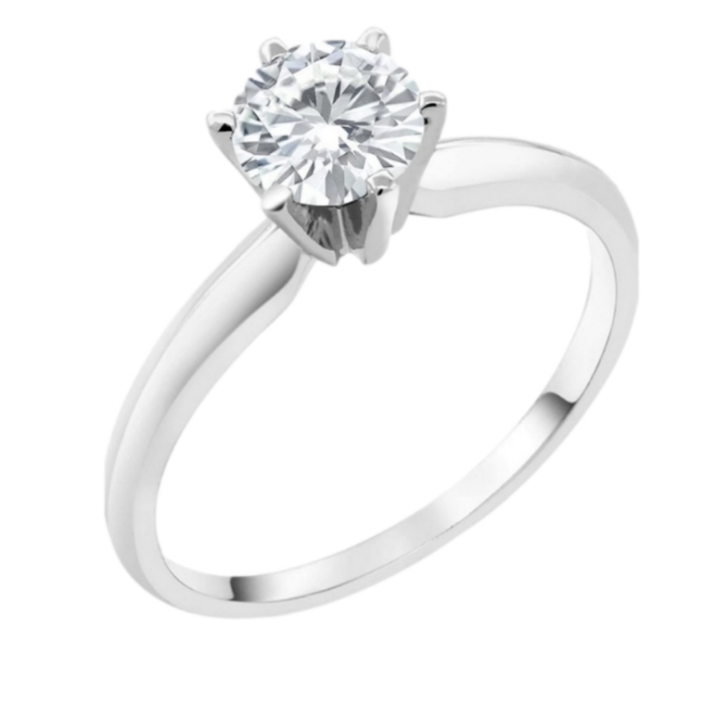 CERTIFIED 14K White Gold .8ct Diamond Solitaire Ring Moissanite Engagement